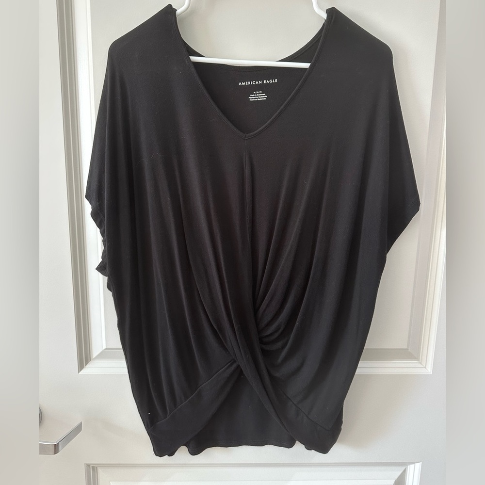 American Eagle Front Twist Black Top